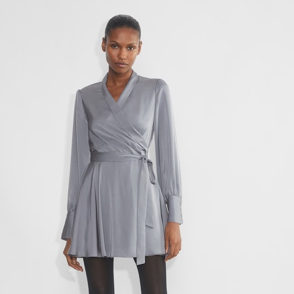 Aritzia Dresses & Skirts - NWT! Babaton Hyde Satin Wrap Mini Dress